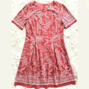 J Howard Coral w/Textured White Floral Print Dress